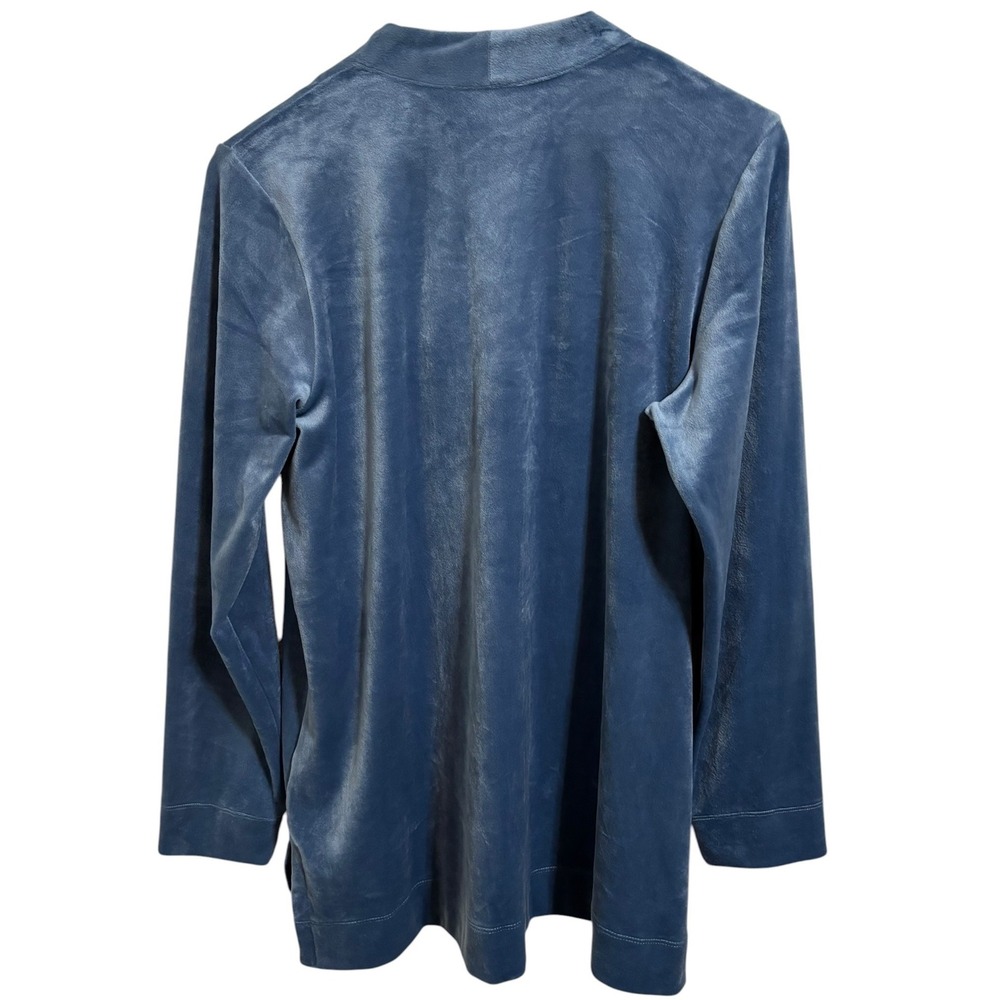 Pure Jill Blue Velour V-Neck Long Sleeve Tunic Top Quiet Luxury Boho Size Large - Picture 3 of 10